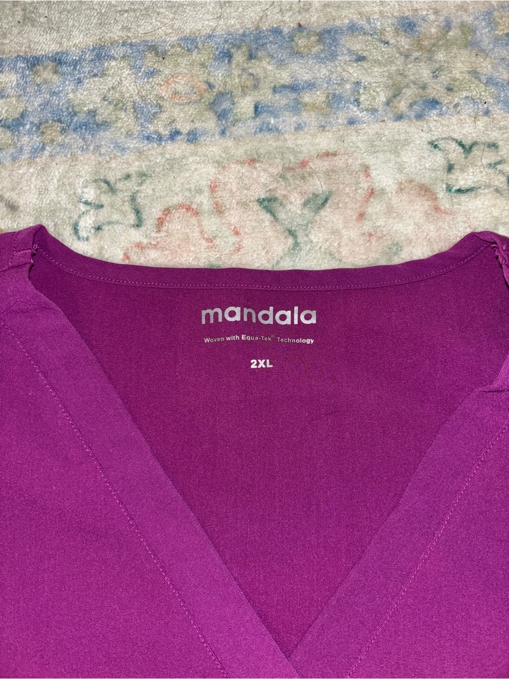 Mandala Purple women’s V-Neck Scrub Top - Picture 2 of 3